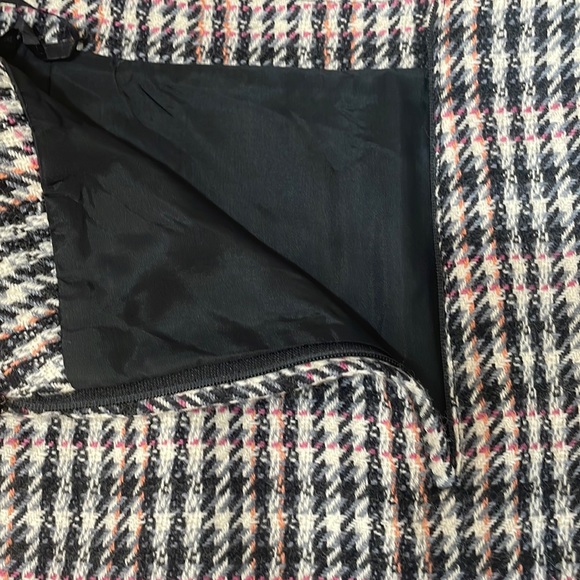 VTG 90s Simon Chang Designer 100% Wool Houndstooth Knee Length Skirt M/L - Picture 9 of 13